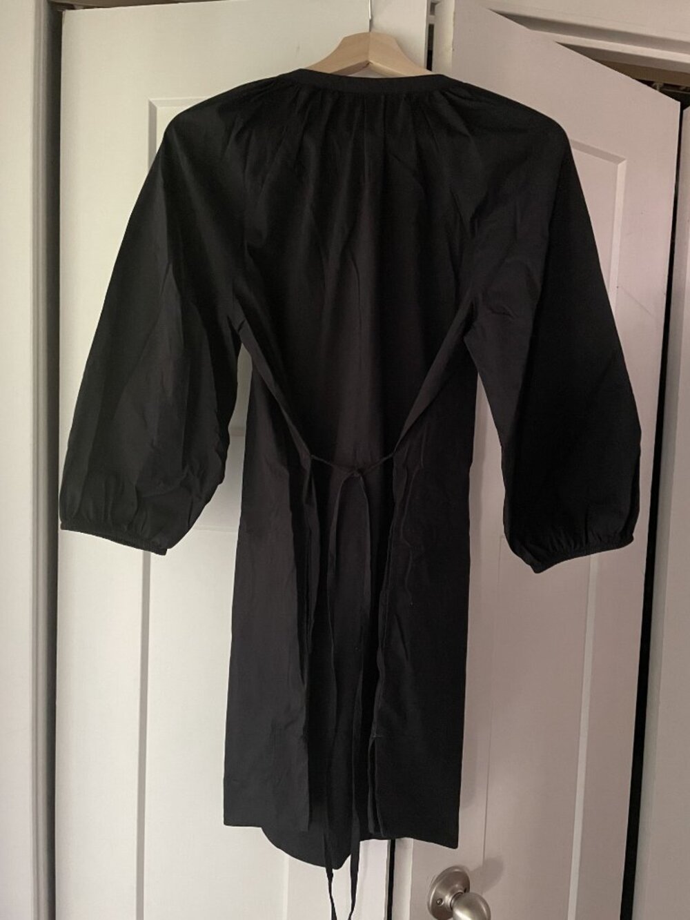 Small A New Day Black Midi Dress with Puff Sleeves - Picture 2 of 3